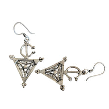 Load image into Gallery viewer, Berber Filigree Sterling Silver Dangle Earrings: Moroccan Jewelry