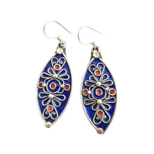 Load image into Gallery viewer, Moroccan Berber Enamel Sterling Silver Dangle Earrings