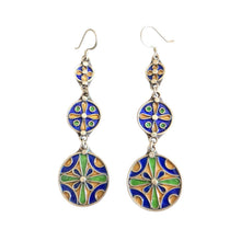Load image into Gallery viewer, Moroccan Berber Enamel Sterling Silver Dangle Earrings