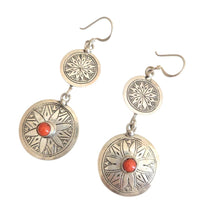 Load image into Gallery viewer, Moroccan Berber Coral Dangle Earrings: Sterling Silver Handmade Jewelry