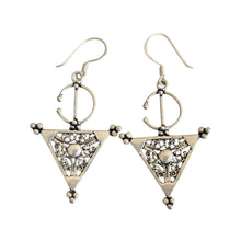 Load image into Gallery viewer, Berber Sterling Silver Dangle Earrings: Moroccan Filigree Jewelry