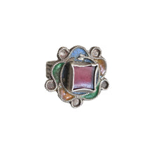 Load image into Gallery viewer, Vintage Berber Silver Enamel Talisman Ring: Moroccan Ethnic Jewelry
