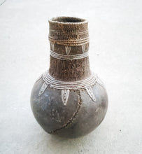 Load image into Gallery viewer, Antique Ethiopian Tribal Hand carved Wood Milk Samburu Black Wood silver Milk Jug African Decor, ,Art Décor,Home Décor, religious art