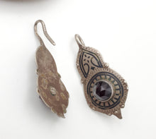 Load image into Gallery viewer, Antique Moroccan Old Berber Earrings Silver with Glass Talhakimt,Ethnic Tribal,sliver Earrings,Dangle & Drop, Earrings,Tribal Jewelry,