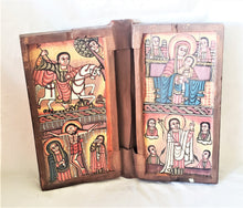 Load image into Gallery viewer, antique Ethiopian Coptic Christian Orthodox Leather cover Wood Painted Icon,African ,Art Décor,Home Décor, religious art