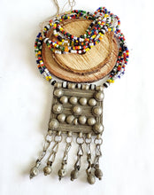 Load image into Gallery viewer, Handmade Tribal rare Ethiopian silver amulet and Glass Beads necklace,Hand Crafted, Ethiopian Telsum,african Silver, ethiopian jewelry