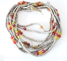 Load image into Gallery viewer, Antique Ethiopian strand of medium Heishi Silver Beads,Hand Crafted Silver,Ethnic Jewelry,Tribal Jewelry,Ethiopian jewellery