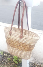 Load image into Gallery viewer, Handmade Moroccan Natural French Basket Leather Handle ,African Straw Bag,Woman Tote Beach Bag, Shopping Bag,Straw beach tote,Gift for her