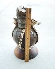 Load image into Gallery viewer, Antique Ethiopian Tribal Hand carved Wood Milk Samburu Black Wood Shells Milk Jug African Decor, ,Art Décor,Home Décor, religious art