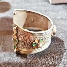 Load image into Gallery viewer, Antique SILVER Enamel Moroccan Berber Ida ou Nadif BRACELET,ethnic tribal,tribal bracelets,Moroccan jewelry,ethnic jewelry,Tuareg bracelets
