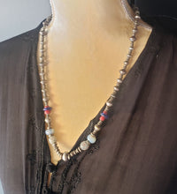 Load image into Gallery viewer, Antique Ethiopian Silver Heishi and Glass Beads necklace,Beads Hand Crafted Glass, Ethiopian Trade,Silver Beads ,Venetian Trade Necklace