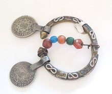 Load image into Gallery viewer, antique silver coins glass baeds Tuareg head ornament,Mauritania glass,Berber Jewelry,African Jewelry,Moroccan Jewelry,Berber Ethnic,