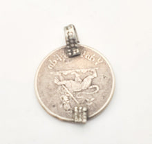Load image into Gallery viewer, antique Ethiopia silver coins HAILE SELASSIE Silver coin lion of Judah Pendant, Made in 1970s, Rasta Jewelry, Silver coins