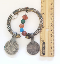 Load image into Gallery viewer, antique silver coins glass baeds Tuareg head ornament,Mauritania glass,Berber Jewelry,African Jewelry,Moroccan Jewelry,Berber Ethnic,