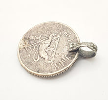 Load image into Gallery viewer, antique Ethiopia silver coins HAILE SELASSIE Silver coin lion of Judah Pendant, Made in 1970s, Rasta Jewelry, Silver coins