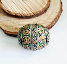 Load image into Gallery viewer, Antique Moroccan Enameled Silver Ball Pendent with Enameled,Hand Crafted Silver,Pendants Necklace,Ethnic Jewelry,Tribal Jewelry