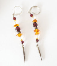 Load image into Gallery viewer, Old amber Beads Earrings Ethnic,Tribal Jewelry Earrings,Dangle & Drop Earrings,sliver Tribal,African Earrings,Beads amber old