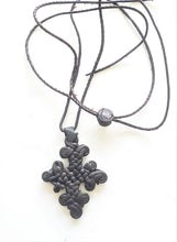 Load image into Gallery viewer, Ethiopian Hand,Crafted Leather,Coptic Cross,Amulet Necklace close up