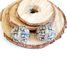 Load image into Gallery viewer, Old silver star burst granulation hallmarked Globe beads from Yemen circa 1930s,Bedouin tribal ,Hand Crafted Silver,Ethnic Jewelry