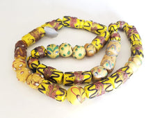 Load image into Gallery viewer, African Old European Wedding Cake Venetian Yellow Pineapple 31 Mixed beads,Ethiopian Glass,Trade Beads Venetian Necklace,African,