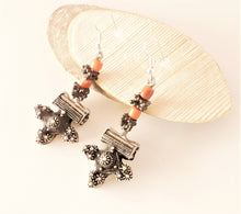 Load image into Gallery viewer, Antique Moroccan Old Berber cross Silver coral Earrings ,Ethnic Tribal,sliver Earrings,Dangle & Drop Earrings,Tribal Jewelry,