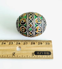 Load image into Gallery viewer, Antique Moroccan Enameled Silver Ball Pendent with Enameled,Hand Crafted Silver,Pendants Necklace,Ethnic Jewelry,Tribal Jewelry