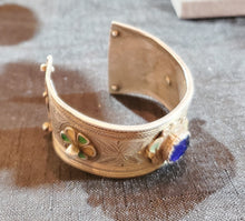 Load image into Gallery viewer, Antique SILVER Enamel Moroccan Berber Ida ou Nadif BRACELET,ethnic tribal,tribal bracelets,Moroccan jewelry,ethnic jewelry,Tuareg bracelets