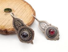 Load image into Gallery viewer, Antique Moroccan Old Berber Earrings Silver with Glass Talhakimt,Ethnic Tribal,sliver Earrings,Dangle & Drop, Earrings,Tribal Jewelry,