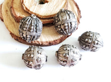 Load image into Gallery viewer, 1 Old silver star burst granulation hallmarked Globe bead from Yemen circa 1930s,Bedouin tribal ,Hand Crafted Silver,Ethnic Jewelry