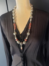 Load image into Gallery viewer, Antique Yemen Bawsani Filigree coral and silver Necklace circa 1910s,Hand Crafted Silver,Pendants Necklace,Ethnic Jewelry,Tribal Jewelry