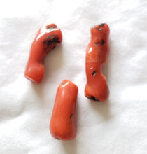 Load image into Gallery viewer, Antique Berber 3 Natural Branch Red Coral Beads Morocco 16gr Mediterranean