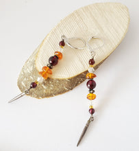 Load image into Gallery viewer, Old amber Beads Earrings Ethnic,Tribal Jewelry Earrings,Dangle & Drop Earrings,sliver Tribal,African Earrings,Beads amber old