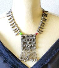 Load image into Gallery viewer, Antique Ethiopian silver amulet Phallic Pendants Glass Beads necklace,Hand Crafted, Ethiopian Telsum,african Silver, ethiopian jewelry
