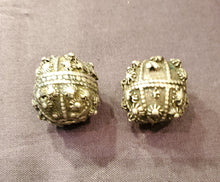 Load image into Gallery viewer, 2 Old silver star burst granulation hallmarked Globe bead from Yemen circa 1930s,Bedouin tribal ,Hand Crafted Silver,Ethnic Jewelry