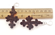 Load image into Gallery viewer, Ethiopian Leather Coptic Cross Amulet Earrings , Christian Jewelry, braided leather, Earrings cross,leather Jewelry,Cross Earrings