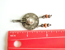 Load image into Gallery viewer, Vintage Berber enamel coral Coin Pendant high silver from Morocco ,1953s Silver Coin , enamel Jewelry ,Islam Jewelry, tribal jewelry