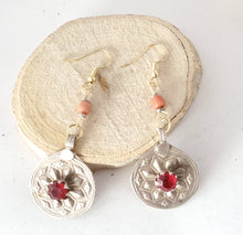 Load image into Gallery viewer, Antique Moroccan Old Silver pendants coral Earrings ,Ethnic Tribal,sliver Earrings,Dangle & Drop Earrings,Tribal Jewelry,
