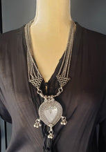 Load image into Gallery viewer, antique tribal old silver necklace Amulet heart Pendant from Rajasthan 1930s BFF heart Pendant,valentine Necklace