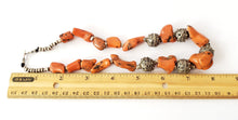 Load image into Gallery viewer, Antique Silver Bawsani filigree coral beads Necklace form Yemen tribal jewelry
