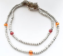 Load image into Gallery viewer, Antique Ethiopian strand of medium Heishi Silver Beads,African Necklace,Tribal Jewelry,Royal Jewels,Ethiopian necklace