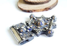 Load image into Gallery viewer, Moroccan Huge Enamel Silver Cross Pendant,silver 925,Moroccan Amulet ,Cross Jewelry,Enamel Jewelry,Berber Pendant,