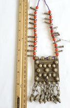 Load image into Gallery viewer, Antique Ethiopian silver amulet Phallic Pendants Glass Beads necklace,Hand Crafted, Ethiopian Telsum,african Silver, ethiopian jewelry