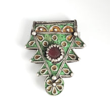 Load image into Gallery viewer, Antique Berber Silver enamel Pendant silver 925,moroccan Amulet ,Berber Jewelry, enamel Jewelry,Charm Pendant,