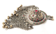 Load image into Gallery viewer, Antique Silver Afghan Kuchi Pendant with Bells tribal jewelry
