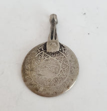 Load image into Gallery viewer, Vintage Coin Pendant high silver from Morocco ,1953s Coin,Silver Coin ,Jewelry Coins,Islam Jewelry, tribal jewelry
