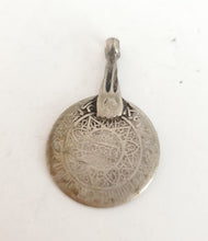 Load image into Gallery viewer, Vintage Coin Pendant high silver from Morocco ,1953s Coin,Silver Coin ,Jewelry Coins,Islam Jewelry, tribal jewelry

