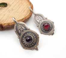 Load image into Gallery viewer, Antique Moroccan Old Berber Earrings Silver with Glass Talhakimt,Ethnic Tribal,sliver Earrings,Dangle &amp; Drop, Earrings,Tribal Jewelry,
