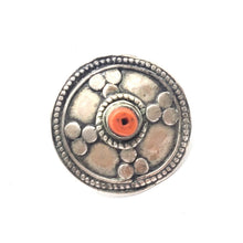 Load image into Gallery viewer, Antique Bawsani Yemen Silver Red Coral Ring size 7 Yemen tribal silver, tribal jewelry, Hand Crafted Silver, Yemen Jewelry, filigree Jewelry
