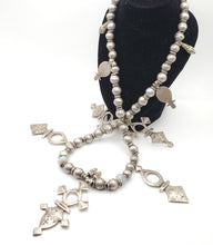 Load image into Gallery viewer, Moroccan Handmade sterling silver Tuareg Amazigh Necklace 1960s silver beads, handmade silver, Necklace, Amazigh/Berber, Tuareg Jewlery
