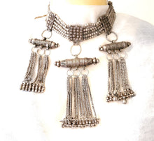 Load image into Gallery viewer, Antique Massive Yemenite silver Bedouin lazim Kirdan necklace ,ethnic Jewelry 1910s,Multistrand Necklace,Islamic Filigree,stacking layering
